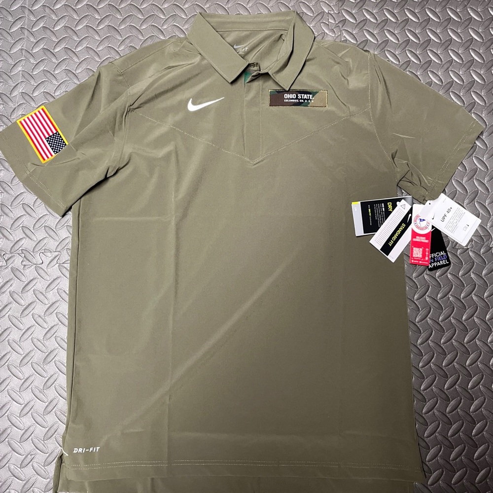 Nike Mens The Ohio State Buckeye's Military Green Elite Polo DD3845-222